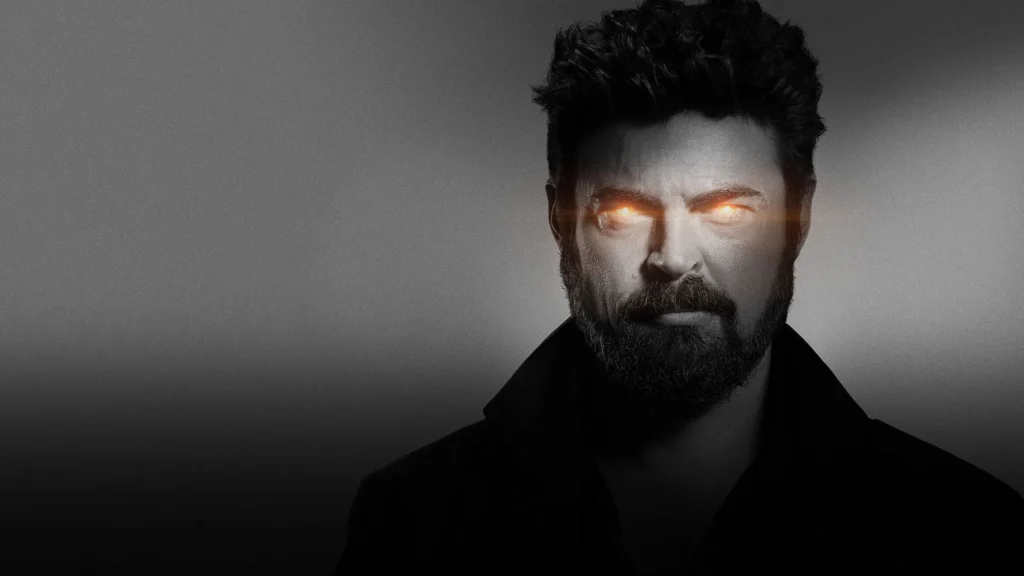 billy butcher con los ojos amarillos por el V temporal