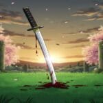 una espada clavada en el piso