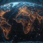 Representación del mundo sin internet mostrando ciudades desconectadas y colapso digital global