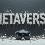 metaverso destruido junto con un lente de realidad virtual tambien destruido